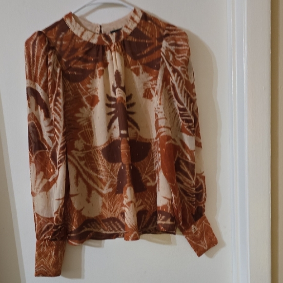 Rachel Zoe Brown Patterned Women's Top Sz‎ XS - Picture 1 of 4